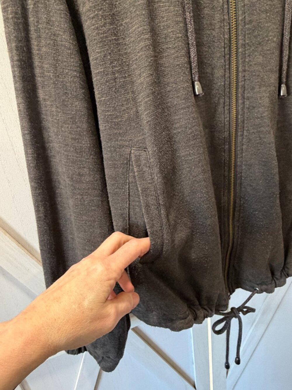 Free People Charcoal Gray Slouchy Zip-Up Hoodie XS - Picture 5 of 7